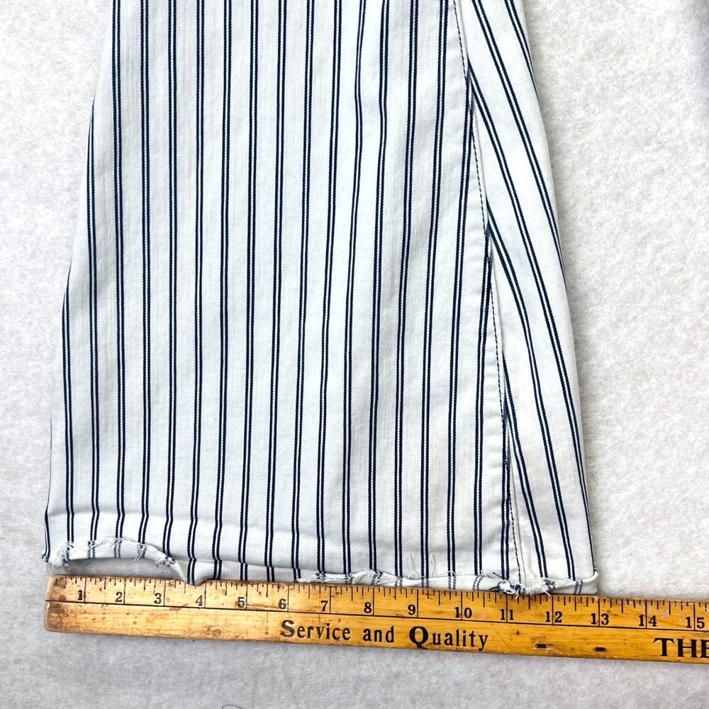 Judy Blue Super Flare Jeans Womens 15/32 White Navy Striped High Rise Western - Picture 15 of 16